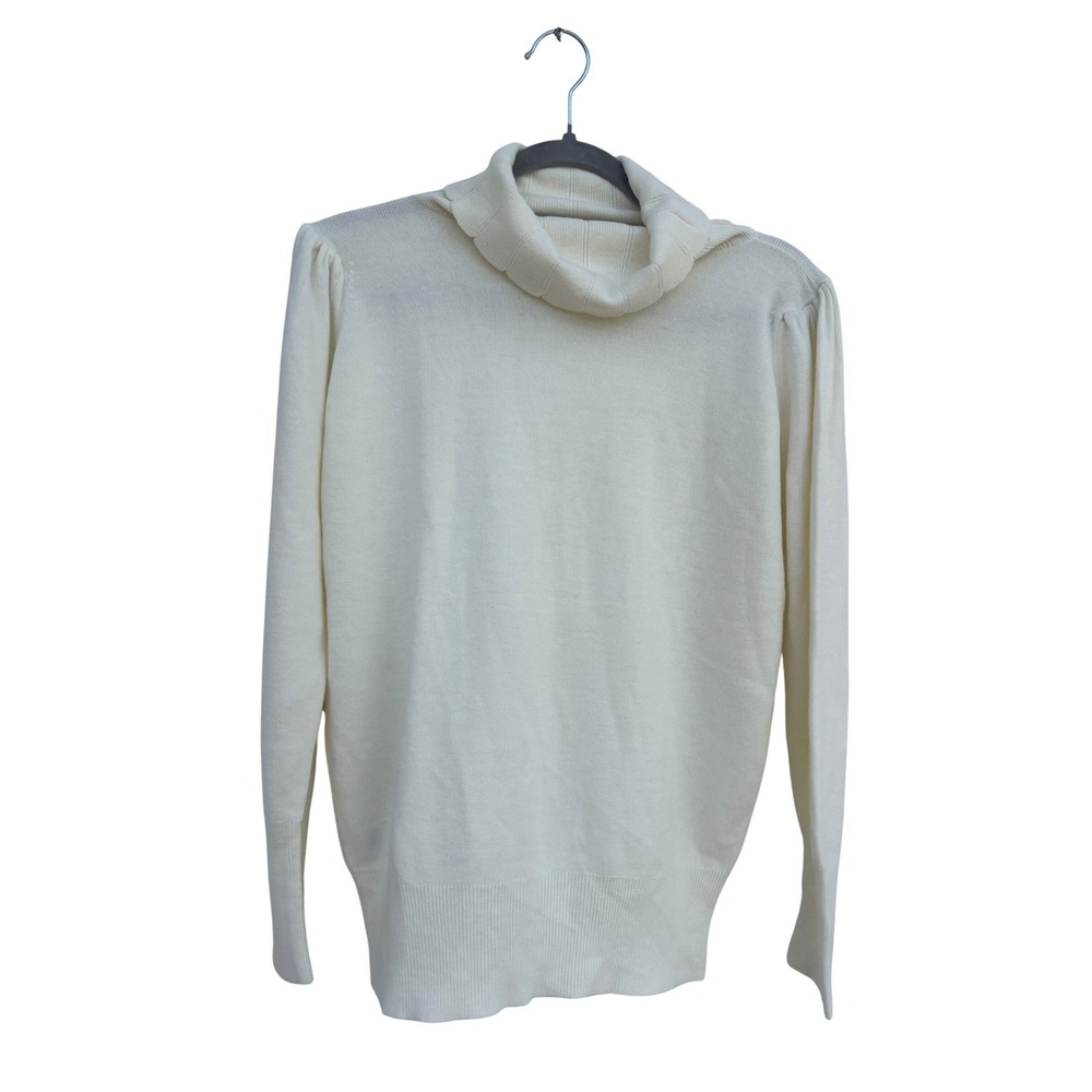 Vintage Designers Originals Ivory Cream Turtleneck Sweater Puff Sleeve Size 38‎